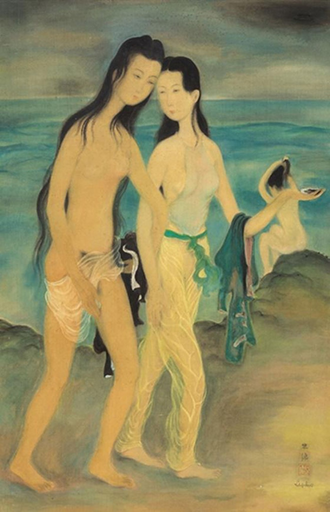 Vietnam Most Famous Paintings - Swimming in the Sea