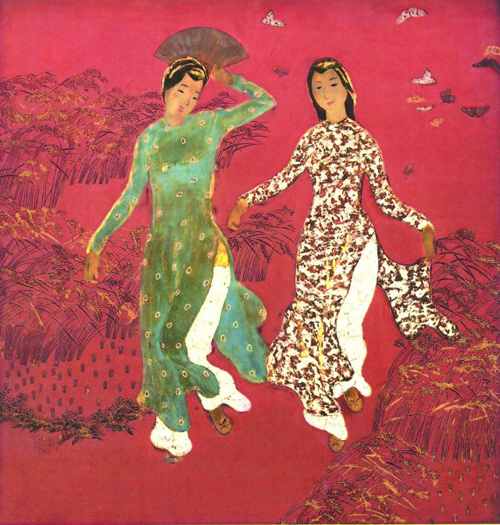 Vietnam Most Famous Paintings - Two Ladies on the Field