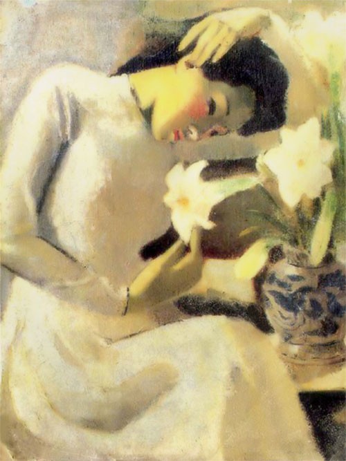 Vietnam Most Famous Paintings - Young Lady with Lilies