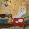 Wealth Kitty - Vietnamese Oil Painting by Artist Vu Quang Hung