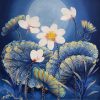 White Lotuses in the Moonlight - Vietnamese Oil Painting by Artist Hoang A SangWhite Lotuses in the Moonlight - Vietnamese Oil Painting by Artist Hoang A Sang