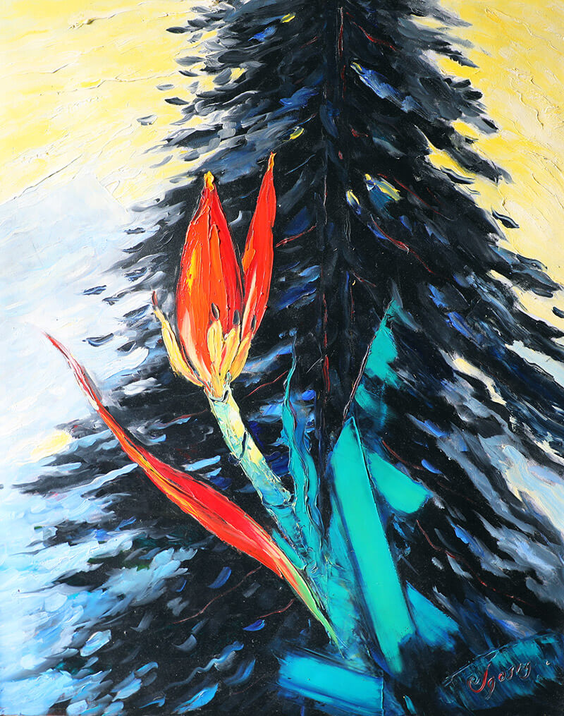 Wild Banana Flower I - Vietnamese Oil Paintings of Flower by Dang Dinh Ngo
