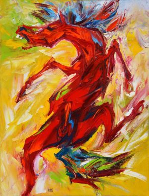 Wild Horse II - Vietnamese Acrylic Painting by Artist Mai Huy Dung