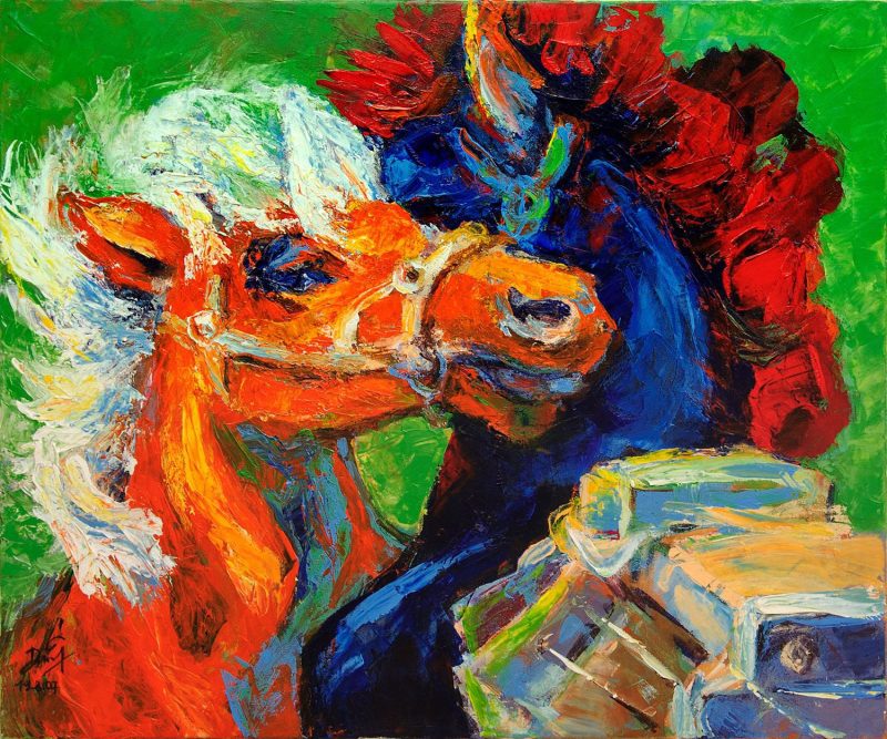 Wild Horse III - Vietnamese Acrylic Painting by Artist Mai Huy Dung