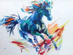 Wild Horse - Vietnamese Acrylic Painting by Artist Mai Huy Dung