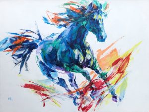 Wild Horse I - Vietnamese Acrylic Painting by Artist Mai Huy Dung