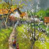 Winter Comes to My Village - Vietnamese Oil Painting by Artist Lam Duc Manh