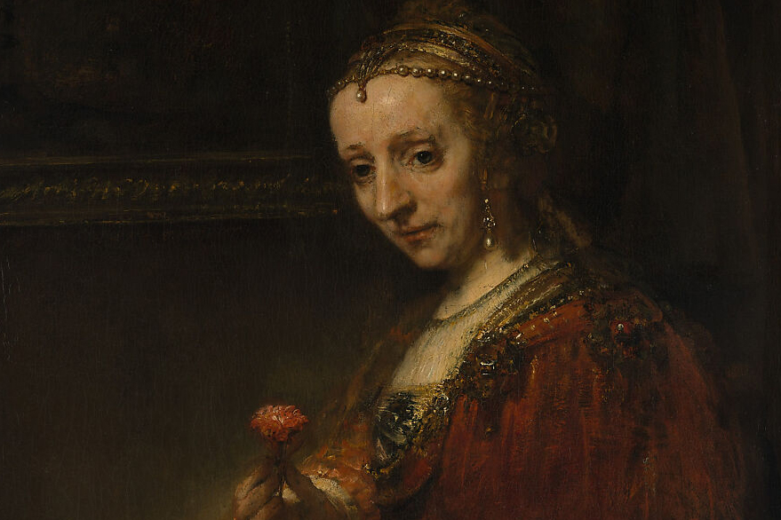 Woman with a pink, Rembrandt