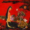 Adolescent Girl - Vietnamese Lacquer Painting by Artist Sy Hieu