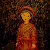 Going to the Market with Mother - Lacquer Painting by Artist Hoang Hoan