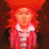 Red Dao Lady I Vietnamese Acrylic Painting by Artist Hoang Hoan