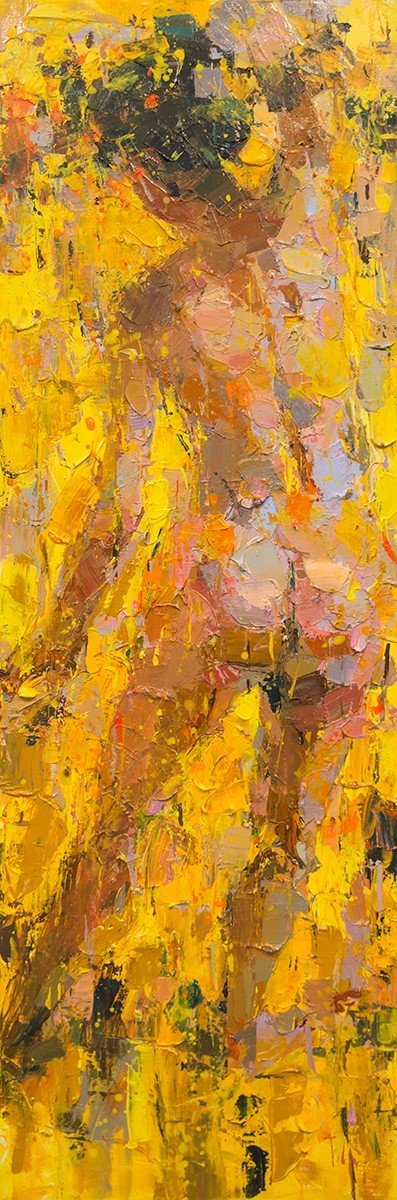 Yellow Nude II - Vietnamese Oil Painting by Artist Danh Cuong