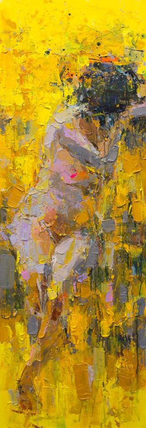 Yellow Nude - Vietnamese Oil Painting by Artist Danh Cuong