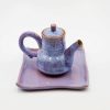 adelia pottery tea pot with tray