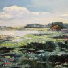 Pond in Autumn IX - Vietnamese Oil Painting by Artist Dang Dinh Ngo