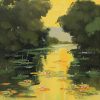 Pond in Autumn X - Vietnamese Oil Painting by Artist Dang Dinh Ngo