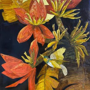 Banana Flower 01 - Vietnamese Lacquer Paintings by Artist Do Khai