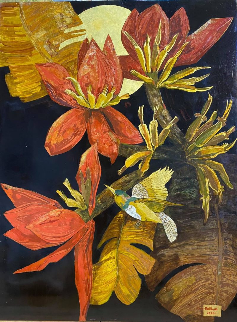 Banana Flower 01 - Vietnamese Lacquer Paintings by Artist Do Khai