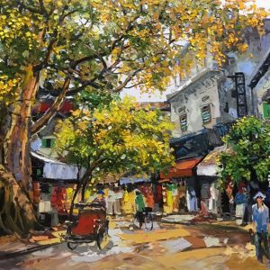 Banyan - Vietnamese Street Oil Painting by Artist Giap Van Tuan