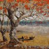 The Old Ferry Wharf - Vietnamese Lacquer Painting by Artist Nguyen Binh Son