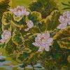 Serenity in the Lotus Garden - Vietnamese Lacquer Painting by Artist Chau Ai Van