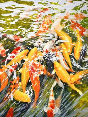Harmony of Water and Fish - Watercolour Painting By Artist Nguyen Dinh Lam