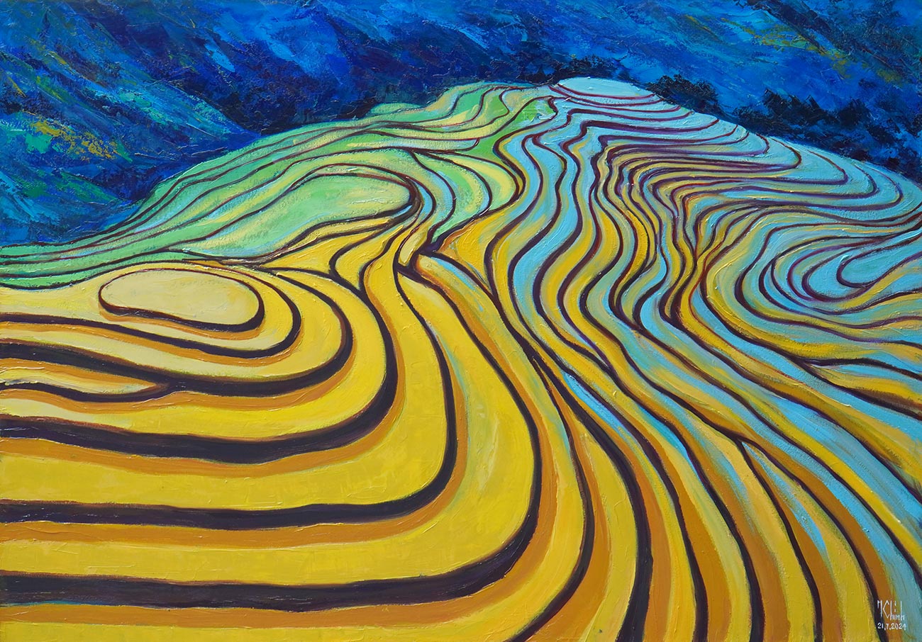 Plateau In The Water Season - Vietnamese Oil Painting by Artist Minh Chinh