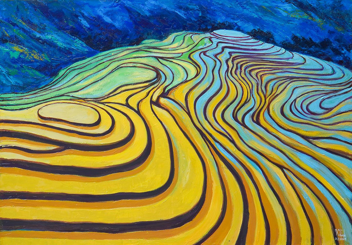 Plateau In The Water Season - Vietnamese Oil Painting by Artist Minh Chinh
