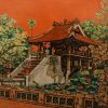 One Pillar Pagoda - Lacquer Painting by Artist Nguyen Van Nghia