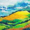 clouds over hoang lien son mountain range - vietnamese acrylic paintings