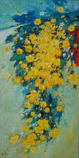 Daisies I - Vietnamese Oil Paintings by Artist Dang Dinh Ngo