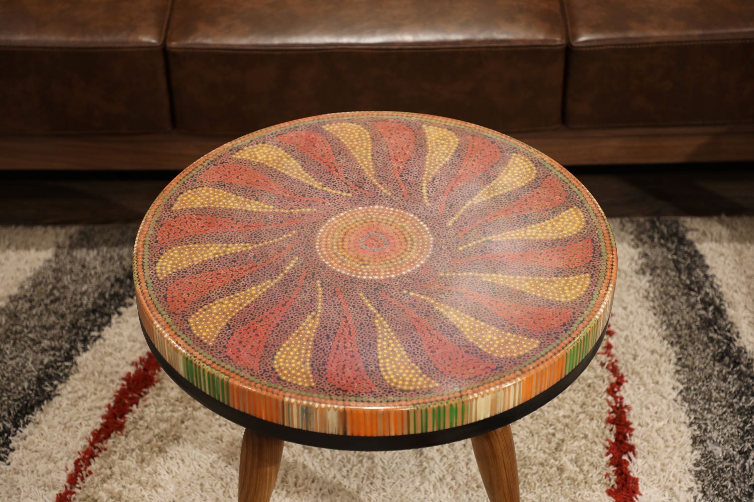 Daisy II Colored-Pencil Coffee Table - Nguyen Art Gallery