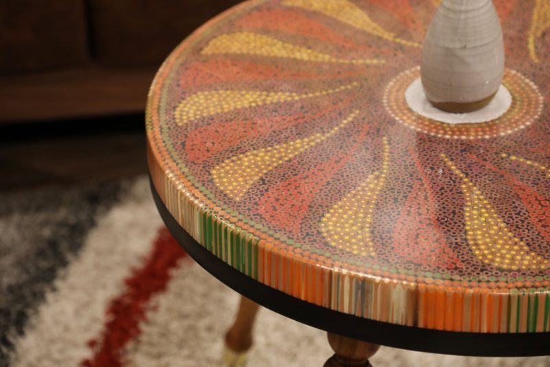 Daisy II Colored-Pencil Coffee Table - Nguyen Art Gallery