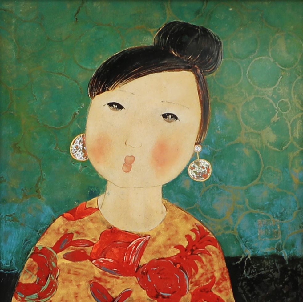 Bon - The Little Girl - Vietnamese Lacquer Paintings by Artist Dang Hien
