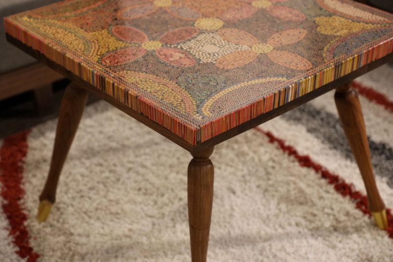 Five Blooms Colored-Pencil Coffee Table - Nguyen Art Gallery