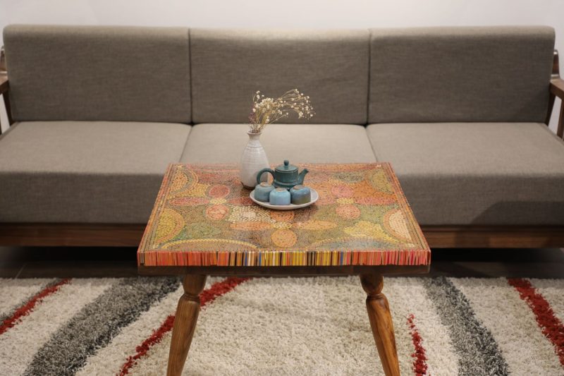 Five Blooms Colored-Pencil Coffee Table - Nguyen Art Gallery