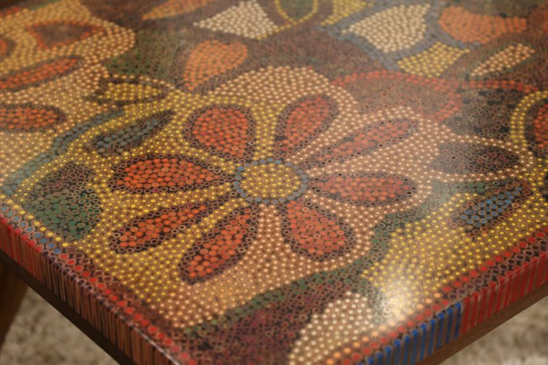 Floral Life Colored-Pencil Coffee Table - Nguyen Art Gallery