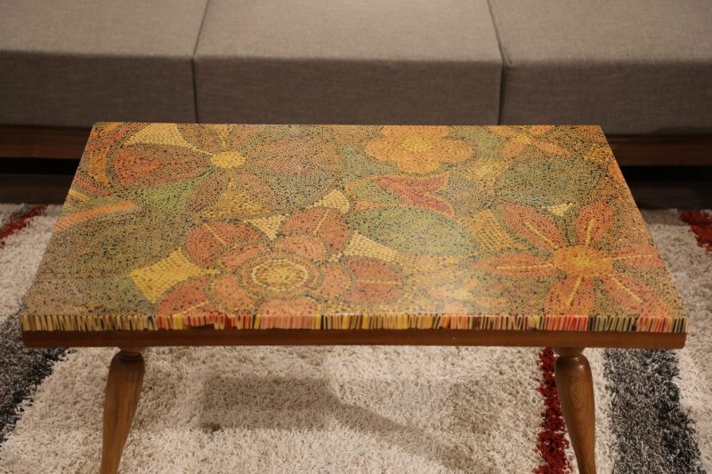 Garden of Exotic Flowers Colored-Pencil Coffee Table - Nguyen Art Gallery