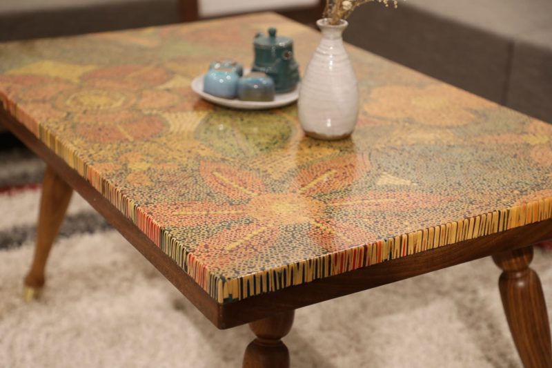 Garden of Exotic Flowers Colored-Pencil Coffee Table - Nguyen Art Gallery