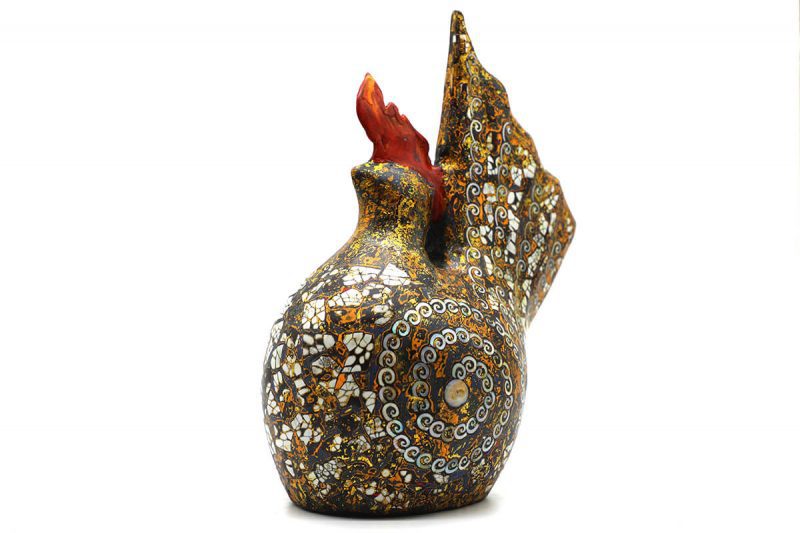 Golden Cock III - Vietnamese Lacquer Artworks by Artist Nguyen Tan Phat