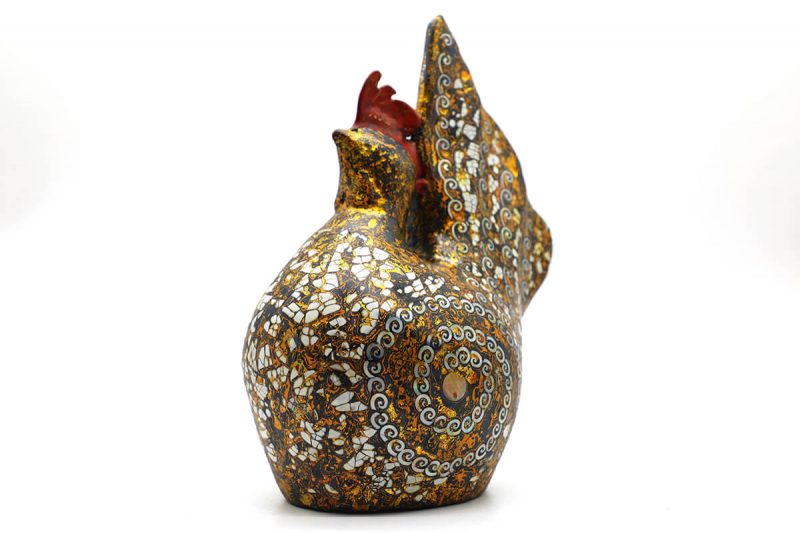 Golden Cock IV - Vietnamese Lacquer Artworks by Artist Nguyen Tan Phat