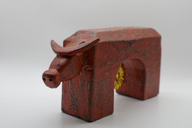 Gorgeous Gate-shaped Buffalo XI - Vietnamese Lacquer Artworks by Artist Nguyen Tan Phat