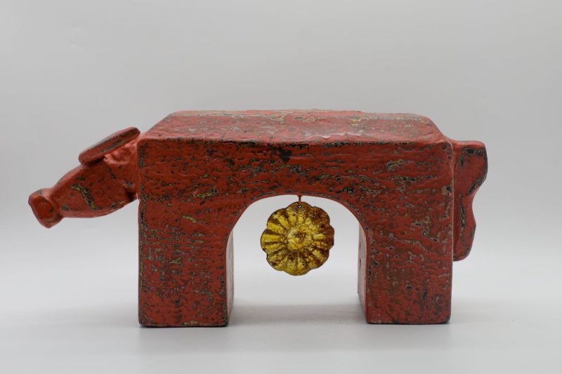 Gorgeous Gate-shaped Buffalo XI - Vietnamese Lacquer Artworks by Artist Nguyen Tan Phat