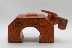 Gorgeous Gate-shaped Buffalo XII - Vietnamese Lacquer Artworks by Artist Nguyen Tan Phat