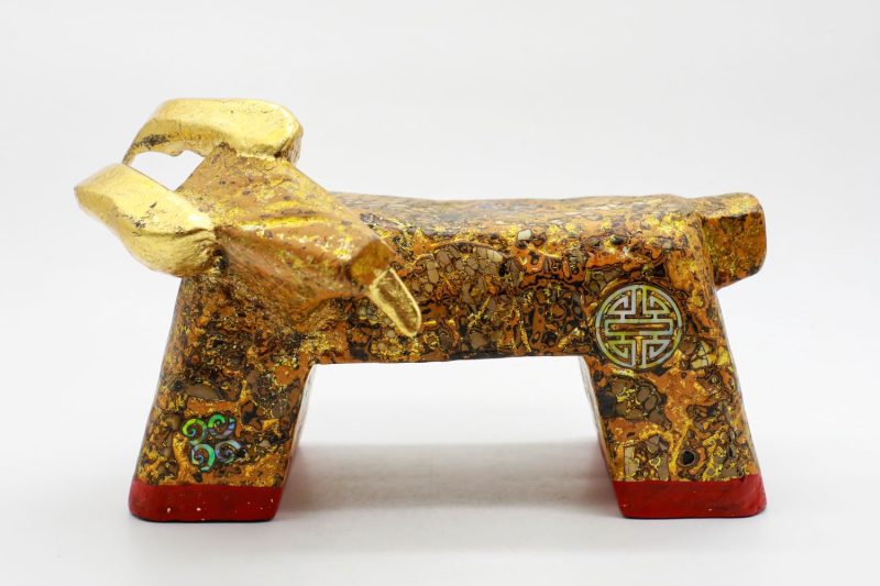 Great King Goat - Vietnamese Lacquer Artwork by Artist Nguyen Tan Phat