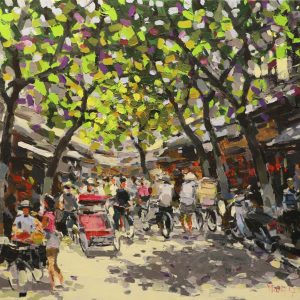 Hang Ma Street - Vietnamese Oil Paintings of Street by artist Pham Hoang Minh