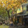 Hang Vai Street - Vietnamese Oil Paintings of Street by Artist Pham Hoang Minh