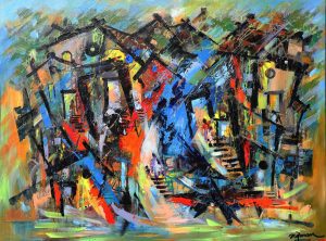 Hanoi Old Quarter - Vietnamese Painting by Artist Nguyen Quang Tuan