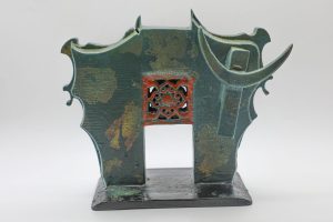 Heavenly Gate-shaped Buffalo I - Vietnamese Lacquer Artworks by Artist Nguyen Tan Phat