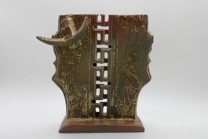 Heavenly Gate-shaped Buffalo II - Vietnamese Lacquer Artworks by Artist Nguyen Tan Phat